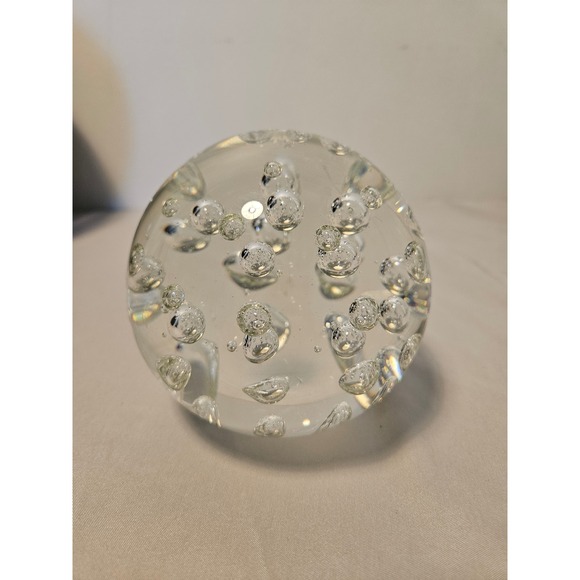 Clear Glass Bubble Paperweight Round Sphere Orb Decorative Accent - Picture 1 of 3